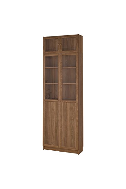 IKEA Modern Kahverengi Cam Kapaklı Kitaplık 80x30x237 cm - Salon/Çalışma Odas...