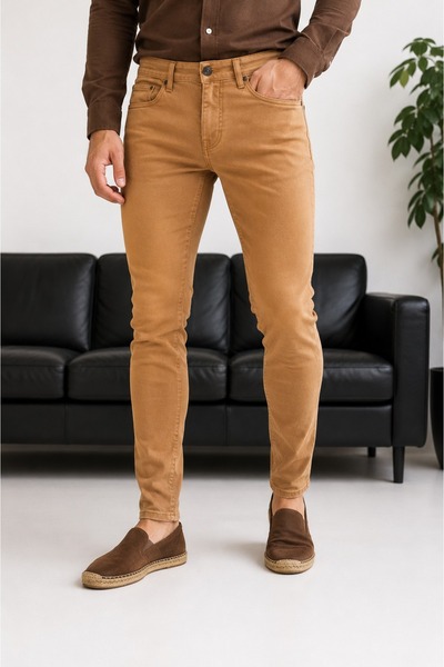 URBAN ERKEK KAMEL Slim Fit Likralı Pantolon - 2690