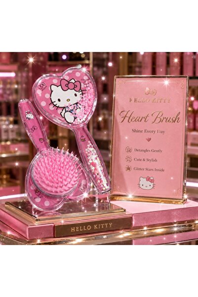 Hello Kitty Heart Hairbrush with Moving Glitter Design