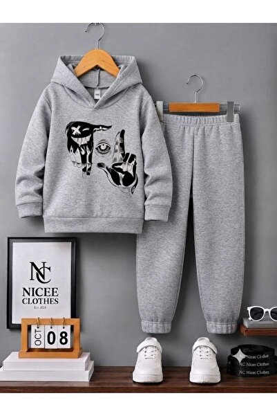 Leto Lykia Children's Tracksuit Set Unisex (Black with Eye between the Hands ...