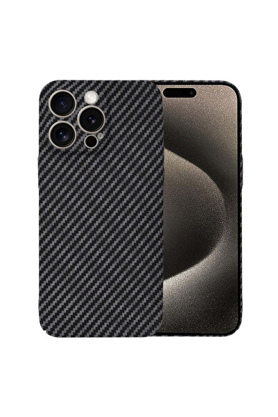 Techsuit Husă pentru iPhone 15 Pro Max, Carcasă din fibră de carbon, cyan - n...