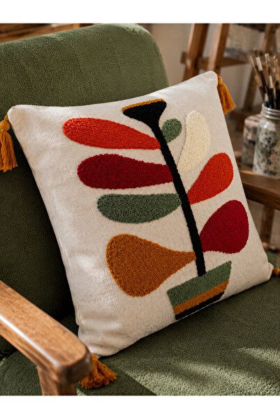 Maison Diane Home Maison Diane Colore Modern Art Desenli Püsküllü Kırlent Kıl...