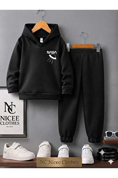 NC Nicee Clothes Children's Tracksuit Set Unisex (White Nasa Umbrella Print o...