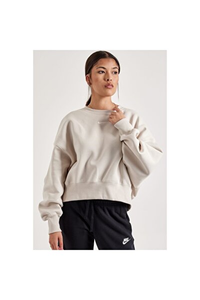 Nike Sportswear Essential Collection Fleece Oversized Kadın Sweatshirt Ekru