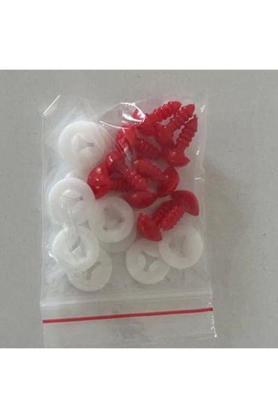 nildamigurumi Amigurumi Vidalı Burun 8 mm Kırmızı 10 Adet