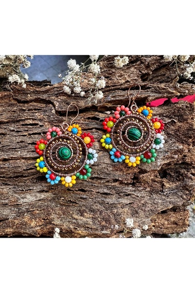 MODA El Yapımı Bakır Tel Sarma Küpe