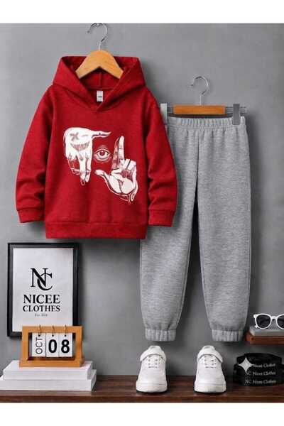 NC Nicee Clothes Children's Unisex Tracksuit (White with Eye Print between th...
