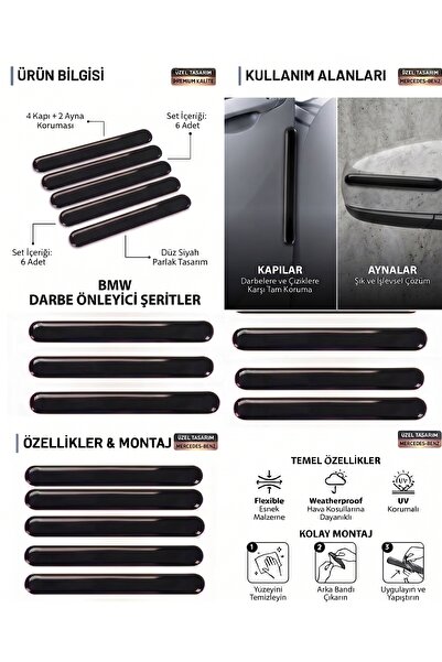 İntervex Global 6-Piece Door and Side Mirror Protection Strip - Premium Black...