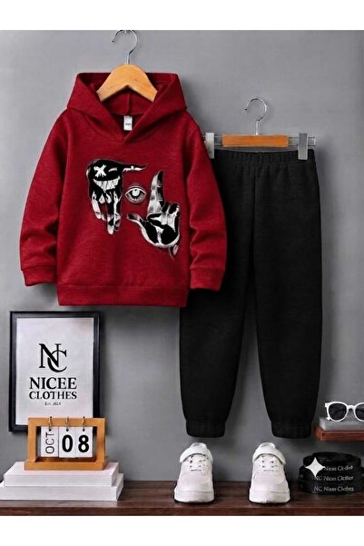 NC Nicee Clothes Children's Unisex Tracksuit (Black with Eye Print between th...