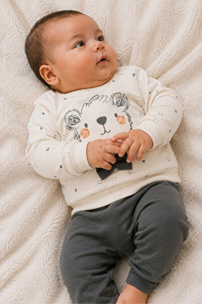 Rocha Baby Baby Boy Top and Bottom Set with Bow Tie and Bear Figure