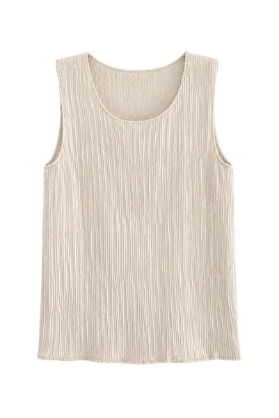 Vadon 1042 women's necklace accessory detailed textured 2 piece blouse set beige