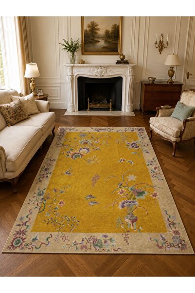 YTR HOME Dijital Baskı Yıkanabilir Kaymaz Taban Dekoratif Salon Mutfak Halısı...
