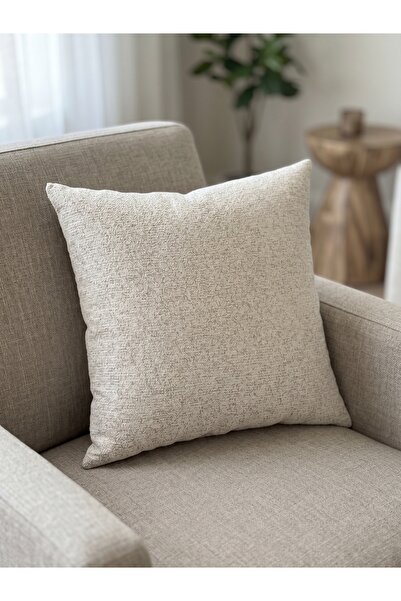 Bercem Home Buklet Dokulu Kırçıllı Açık Bej Kırlent Kılıfı, 43x43 cm (Dekorat...