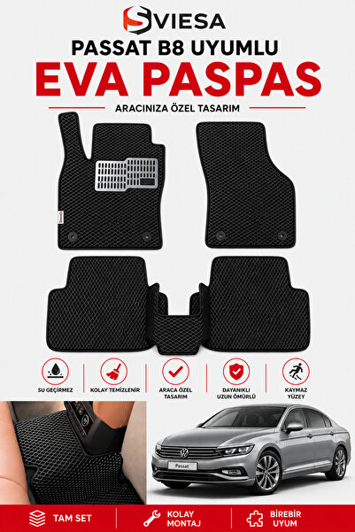 Sviesa EVA Passat B8 Uyumlu Araç Paspas Havuzlu Taban Su Geçirmez Kokusuz Özel Üretim 3D Premium Oto Paspas