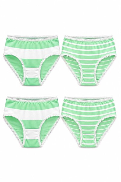 FUL Girls' Panties Set 4-Pack Cotton Green Ecru Unprinted Plain Girls' Slip P...