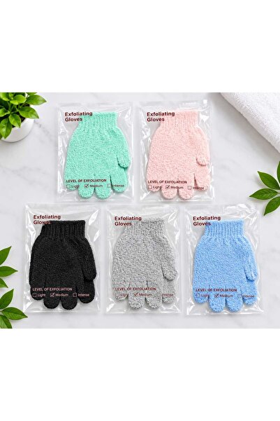 EXFOLIATING LOVE Bath Gloves 5 Pairs – Dead Skin Removal & Body Scrubbing Gloves