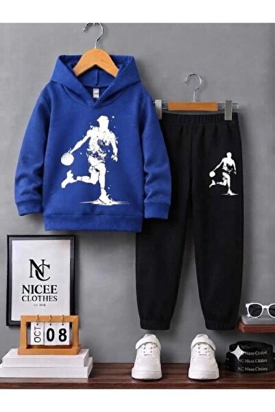 NC Nicee Clothes Children's Tracksuit Unisex (White Basketball Printed Winter...