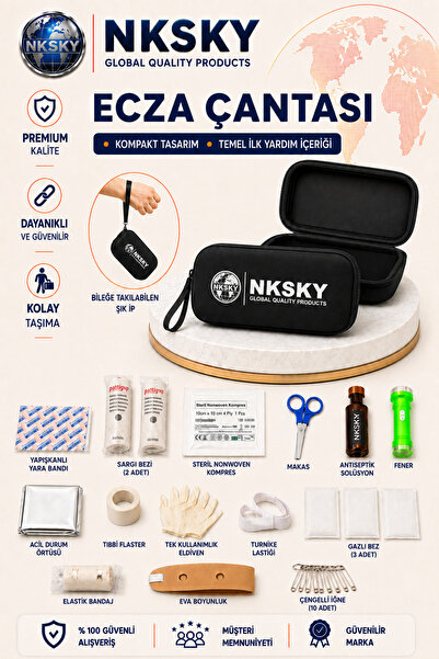 NKSKY 36 Parça İlk Yardım Çantası, Siyah EVA Çantalı İlk Yardım Seti, Bileğe ...