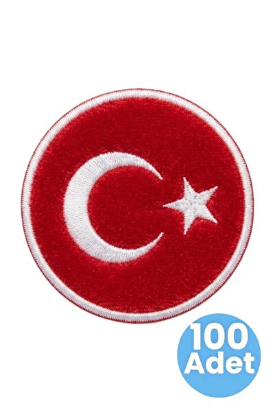 Tezzgelsin Turkish Flag Embroidery Emblem 7 cm 100 Pieces