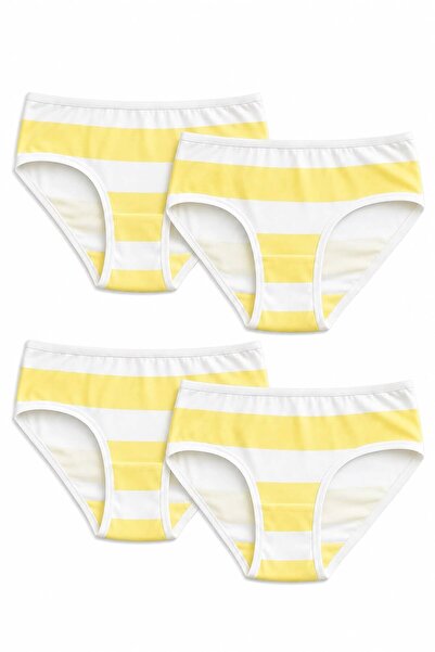 FUL Girls' Panties Set 4-Pack Cotton Ecru Yellow Unprinted Plain Girls' Slip ...
