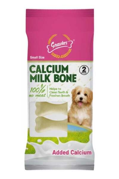 Gnawlers Calcium Milk Bone Dog Treat Dental Chew Milk Flavor Small 2 Inch 18g...