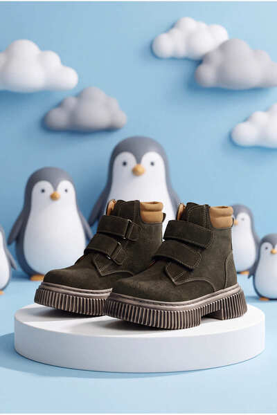 Tonny Black Dječje unisex čizme od kaki antilopa, udobne, termo potplata, dvo...