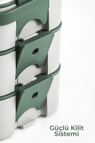 FIRE KING PANDA 3-tiered compartment lunchbox - lockable - with carrying handle - includes spoon & fork g-770