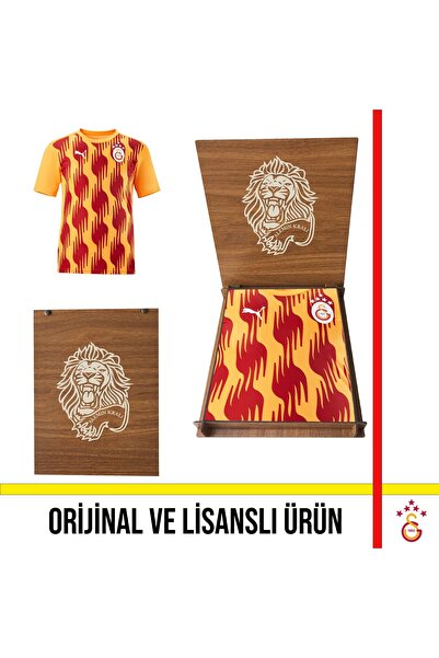 Galatasaray Licensed Puma a Team Yellow - Red Training T-Shirt with Lion Wood...