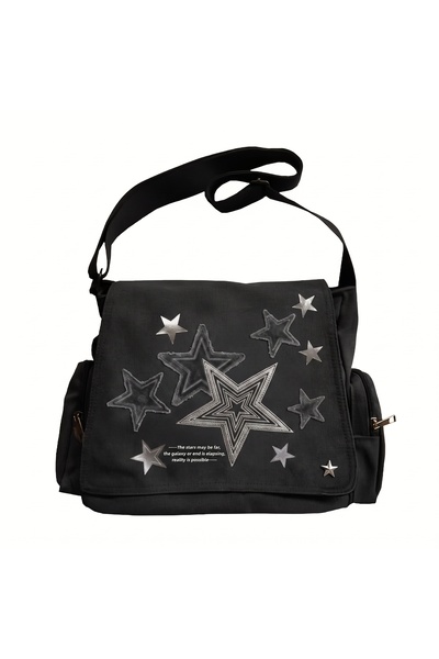 Toum Star Graffiti Baskılı Unisex Postacı Çantası