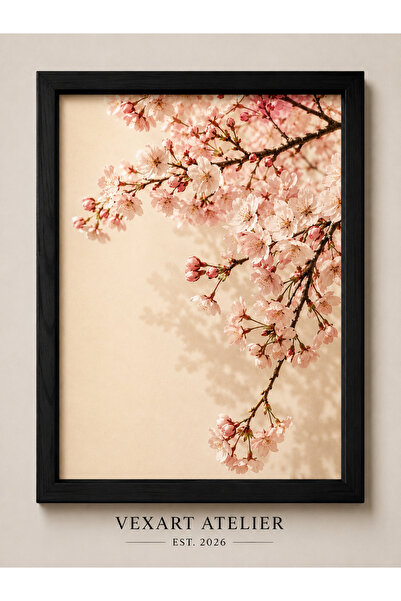 Kiraz Çiçeği Tablosu – Pembe Sakura Botanik Duvar Posteri – Çerçeveli Çerçevesiz A3 A4 A5