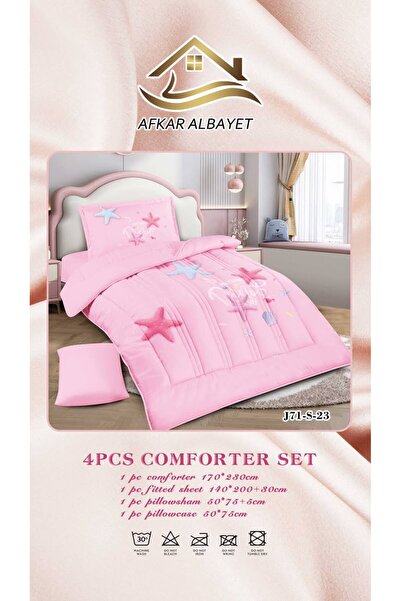 Afkar Albayet Baby Summer Bedding Single Bed 4 Piece Microfiber Fun Pattern Bedding Set