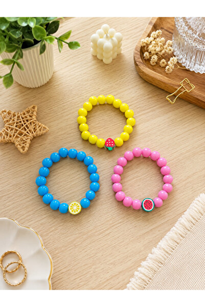 Mega Bazaar Yellow Fruit Patterned Children's Bracelet Set