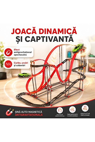 ANTIGRAVITY Pistă magnetică auto, Circuit auto XXL, 130 cm, 175 piese