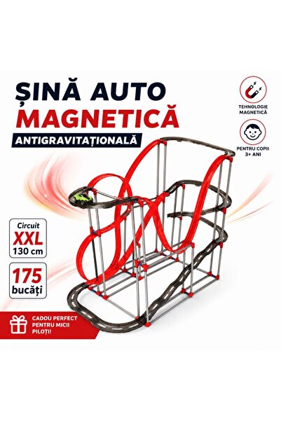 ANTIGRAVITY Pistă magnetică auto, Circuit auto XXL, 130 cm, 175 piese