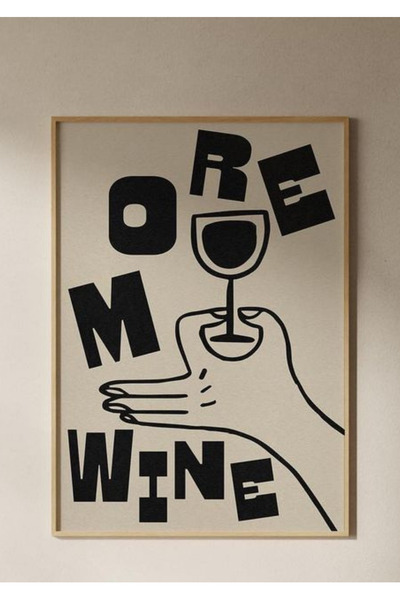NT Handmade Decor de perete More Wine cu rama din lemn natural pentru sufrage...