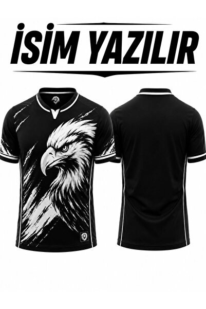 yenteks İsim Yazılır Taraftar Futbol Forması Kartal Temalı Siyah-Beyaz Forma ...