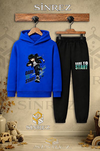 SİNREZ Children's Unisex Single Dare to Kosan Printed Hooded Tracksuit Set