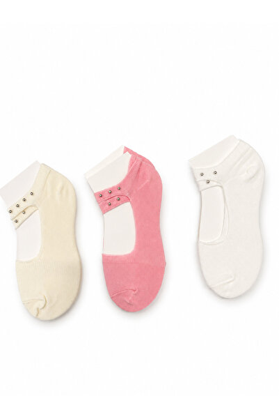 ARMAĞANİKA Women's Pearl Detailed Double-Strapped Ballerina Socks Stylish Fle...