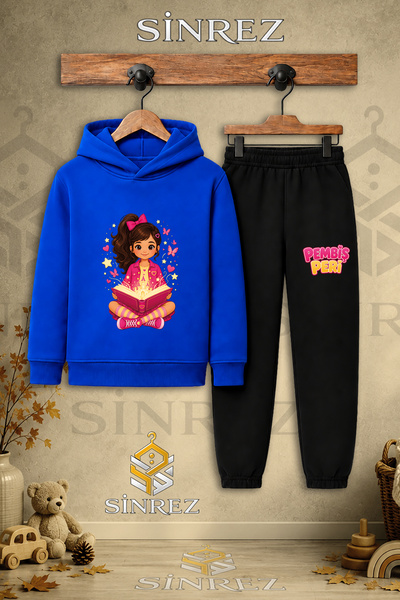 SİNREZ Children's Unisex Single-Piece Pink Fairy Reading a Book Printed Hoode...