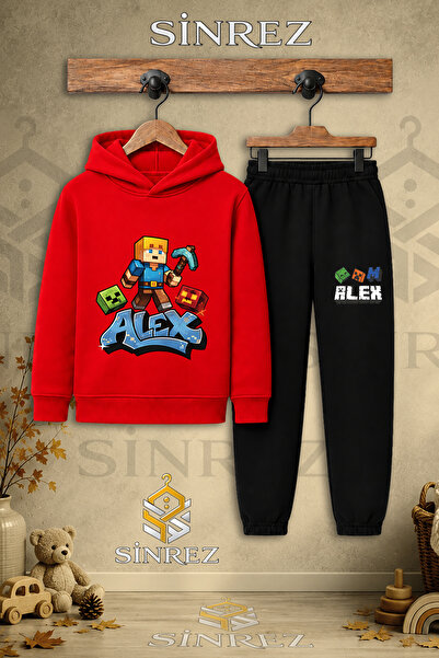 SİNREZ Children's Unisex Single Alex Batlali Printed Hooded Tracksuit Set