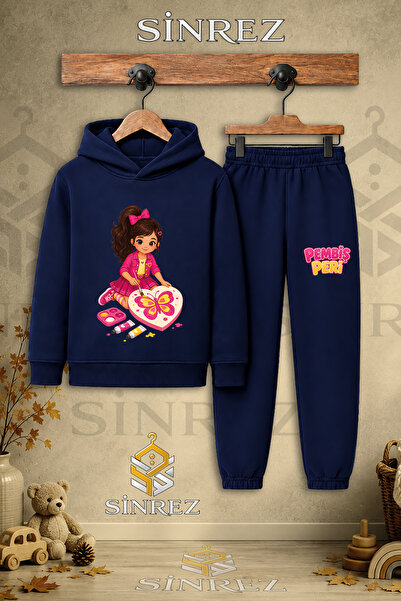 SİNREZ Children's Unisex Single-Piece Pink Fairy Butterfly Printed Hooded Tra...
