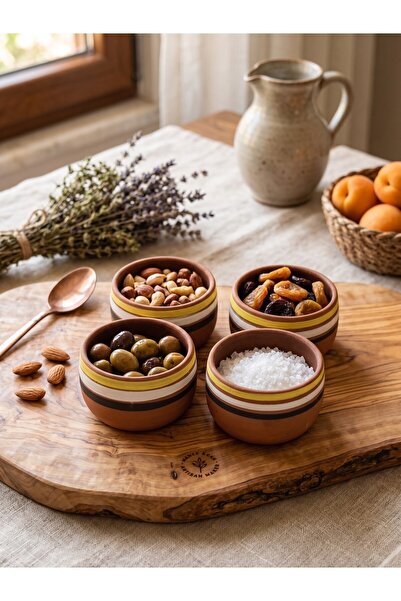 seda seramik Handmade Red Mud Bowl - 9 cm Glazed Interior Terracotta Sauce Bowl & Snack Bowl