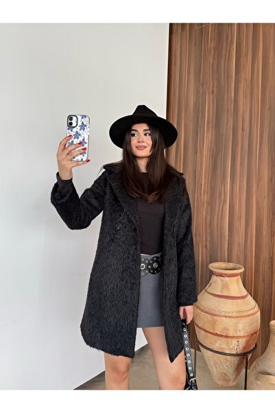 LB Laluna Butik Women's Buttoned Wool Short Coat