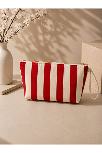 Luviza Keten Çizgili Clutch ve Portföy Çanta