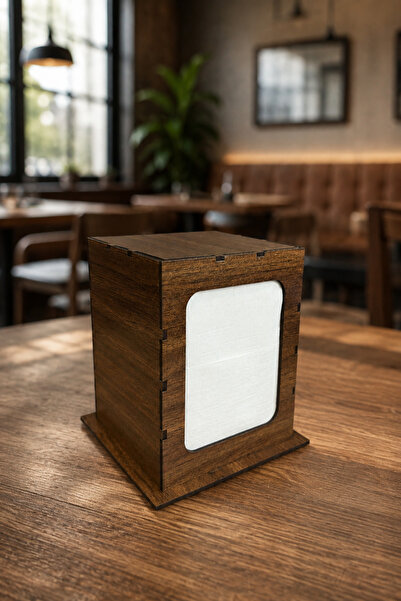 PIXEL E-23 HEDİYELİK EŞYA Çift Taraflı Ahşap Dispenser Peçetelik – Kafe Resto...
