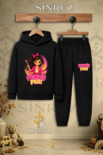 SİNREZ Children's Unisex Single-Piece Pink Fairy Half Painter Printed Hooded ...