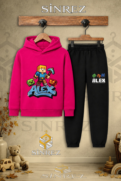 SİNREZ Children's Unisex Single Alex Batlali Printed Hooded Tracksuit Set