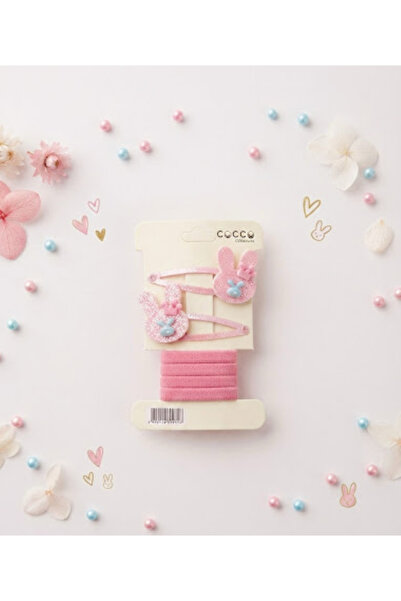 Needstore Pembe Çıt Çıt Havlu Lastik Set Kız Çocuk Toka Aksesuar