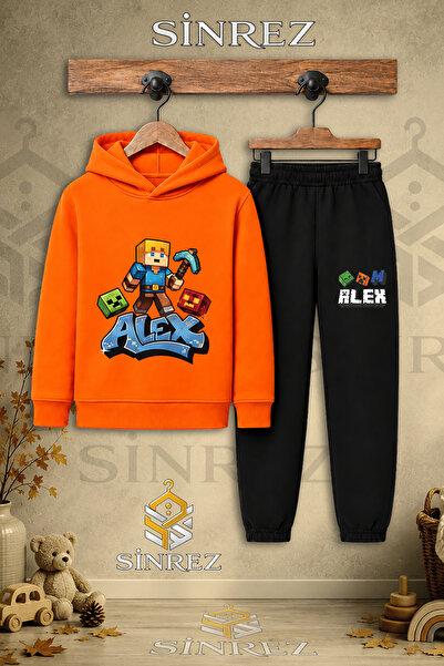 SİNREZ Children's Unisex Single Alex Batlali Printed Hooded Tracksuit Set