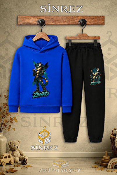 SİNREZ Children's Unisex Single Zenko Arkada X Printed Hooded Tracksuit Set